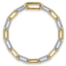 14K White  Yellow Gold Diamond Link Chain Bracelet - 3.23 ct
