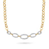 14K White  Yellow Gold Diamond Link Chain Necklace - 0.8 ct