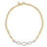 14K White  Yellow Gold Diamond Link Chain Necklace - 0.8 ct