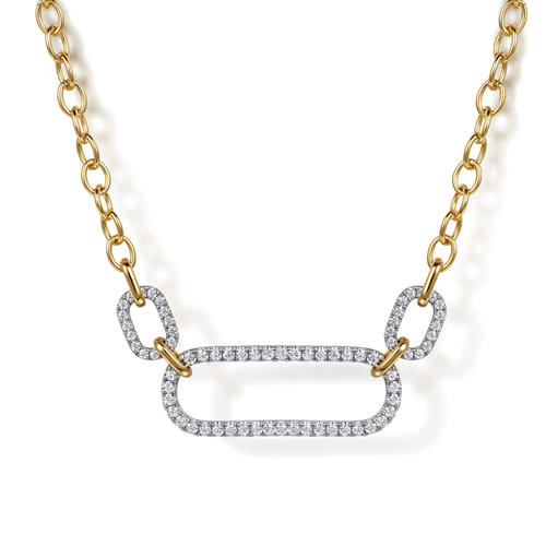 14K White Yellow Gold Diamond Link Chain Necklace | Shop 14k Yellow ...