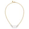 14K White Yellow Gold Diamond Link Chain Necklace - 1 ct