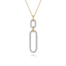 14K White Yellow Gold Diamond Link Pendant Drop Necklace - 0.6 ct