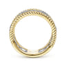 14K White-Yellow Gold Diamond Link and Twisted Rope Ring - 0.45 ct