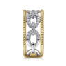14K White-Yellow Gold Diamond Link and Twisted Rope Ring - 0.45 ct