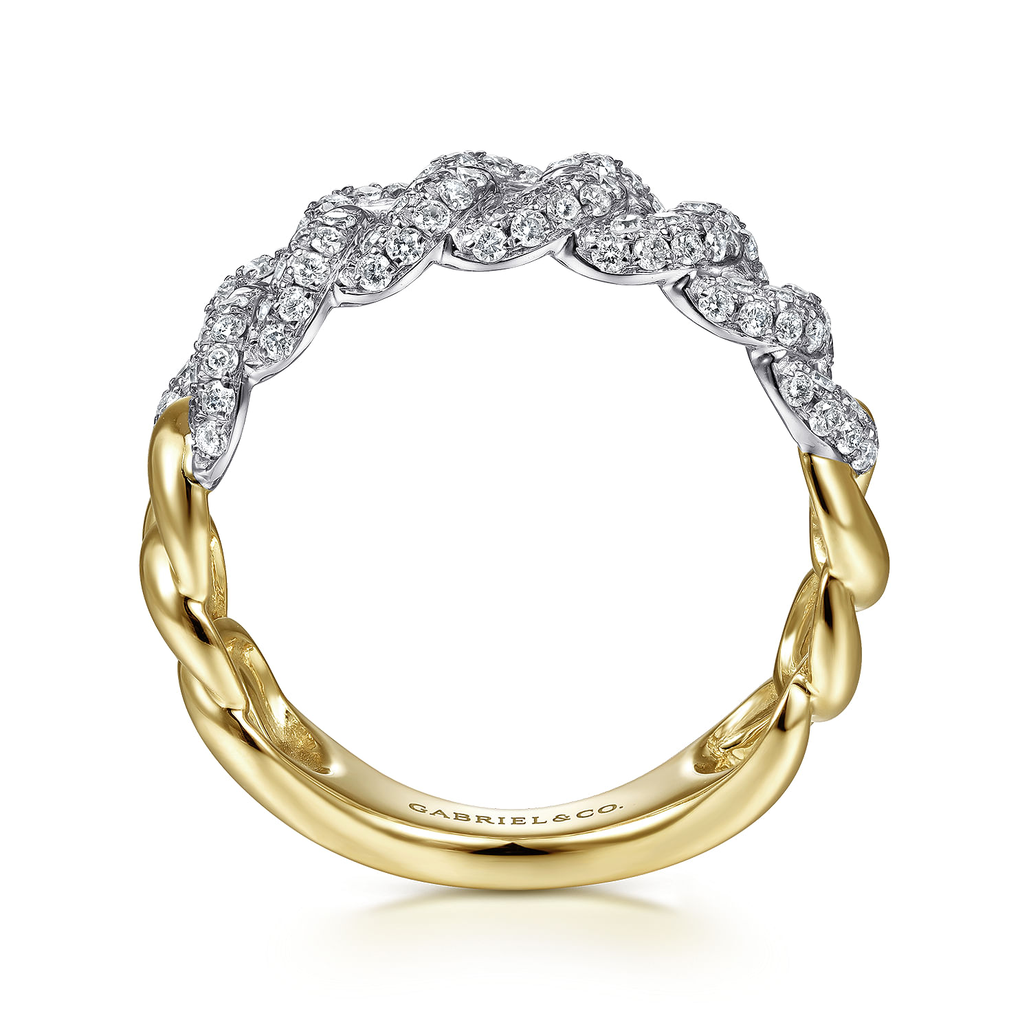 14K White-Yellow Gold Diamond Links Ring