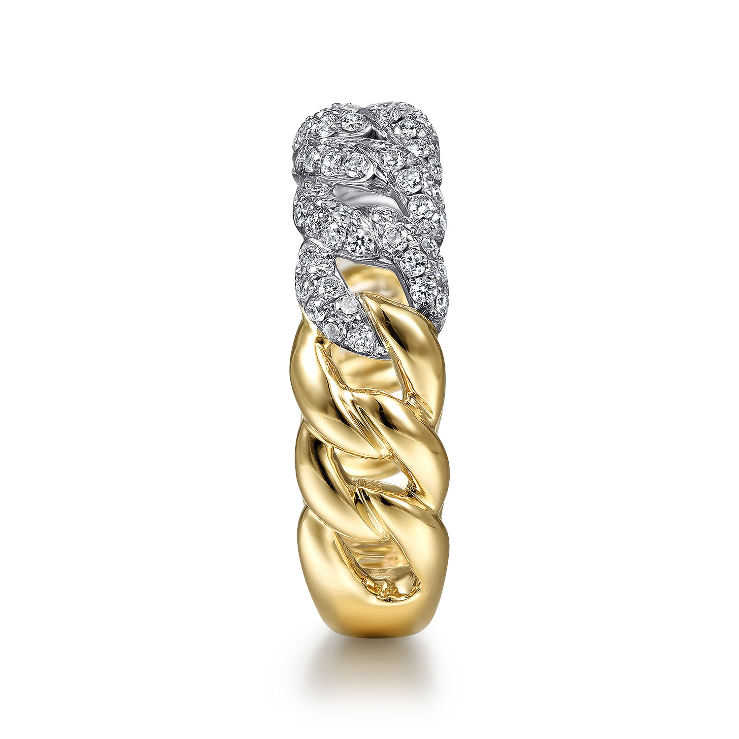 14K White-Yellow Gold Diamond Links Ring