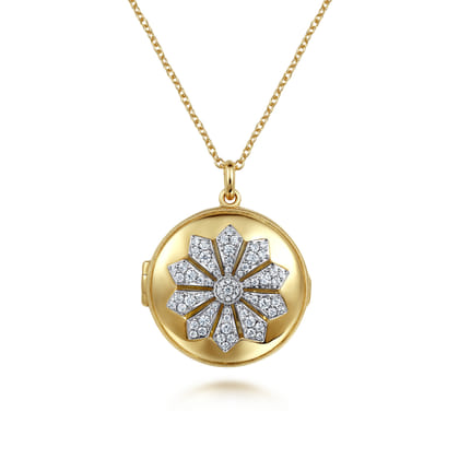 14K White-Yellow Gold Diamond Locket Necklace