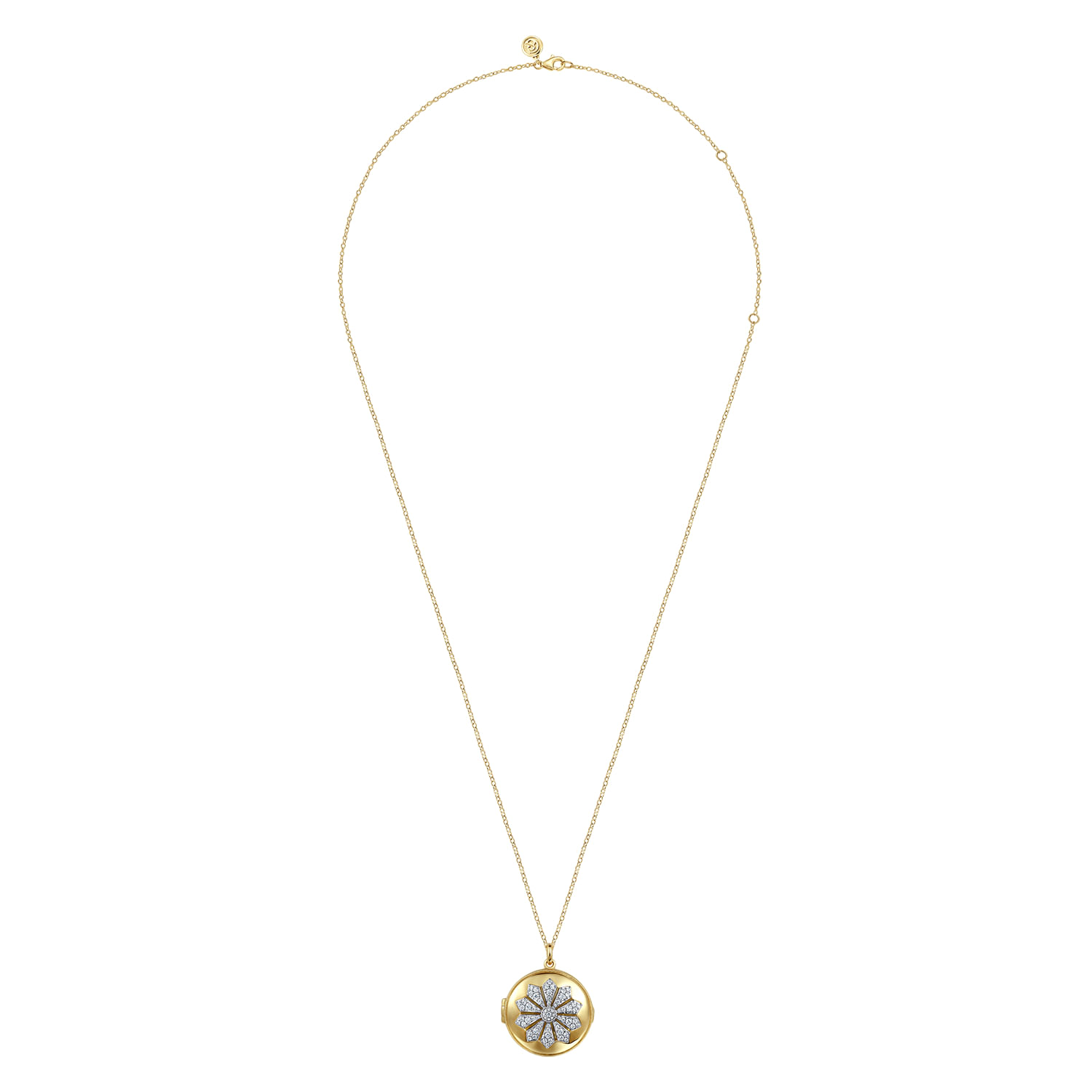 14K White-Yellow Gold Diamond Locket Necklace
