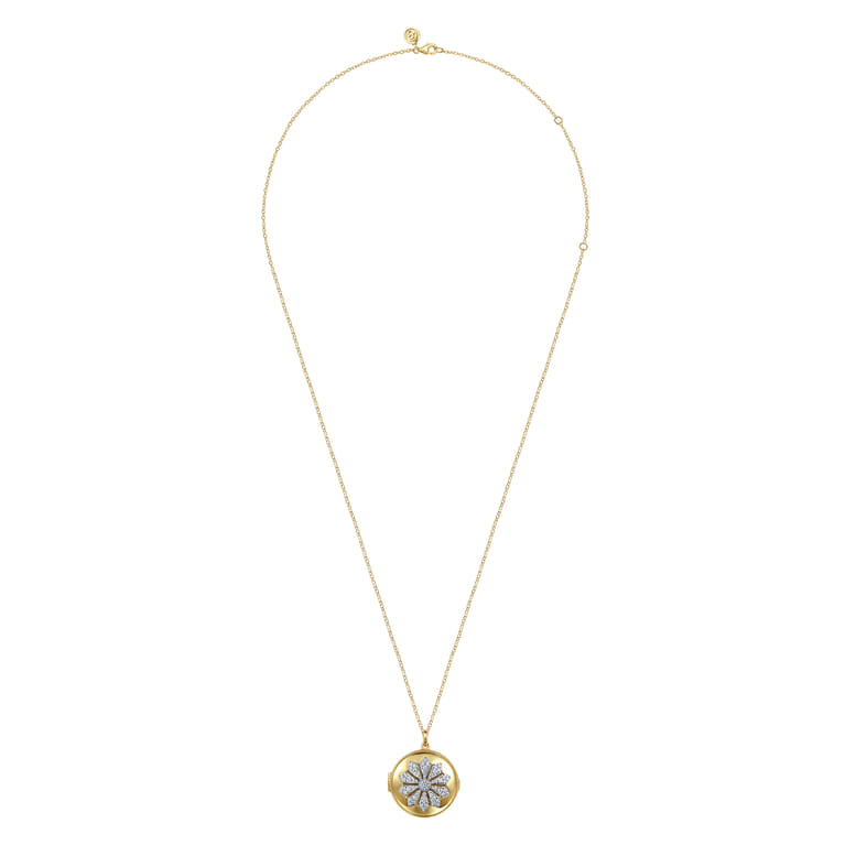 14K White-Yellow Gold Diamond Locket Necklace - 0.75 ct - Shot 4