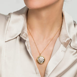 14K White-Yellow Gold Diamond Locket Necklace