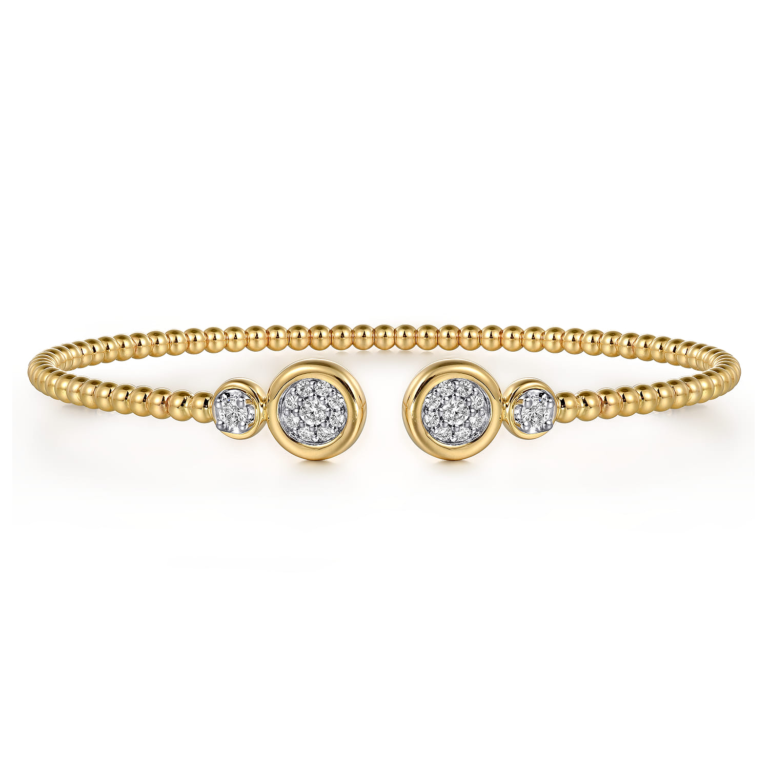 14K White  Yellow Gold Diamond Open Bangle Bracelet-Bujukan - 0.25 ct - Shot 1