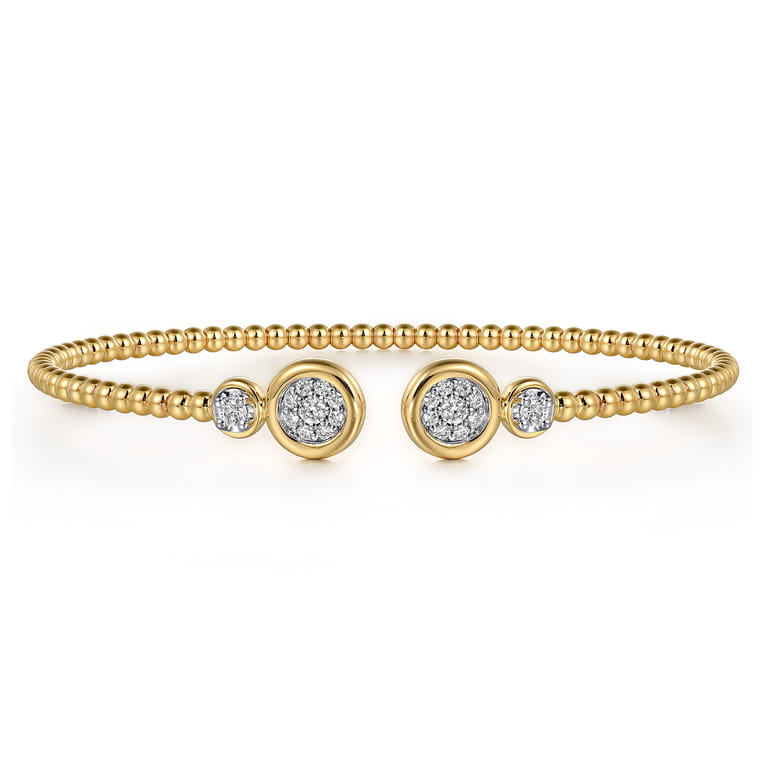 14K White  Yellow Gold Diamond Open Bangle Bracelet-Bujukan - 0.25 ct - Shot 1