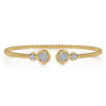 14K White  Yellow Gold Diamond Open Bangle Bracelet-Bujukan - 0.25 ct