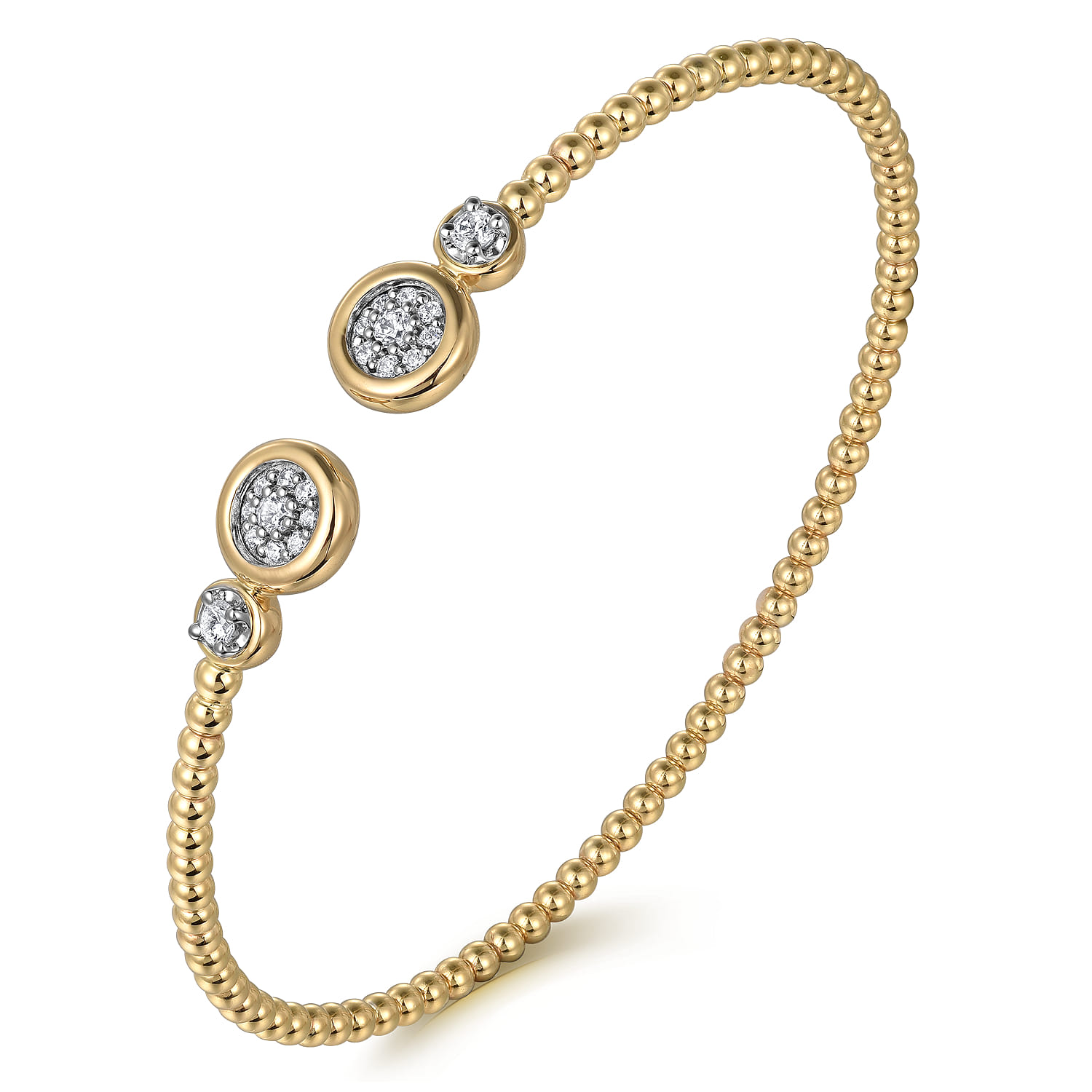 14K White  Yellow Gold Diamond Open Bangle Bracelet-Bujukan - 0.25 ct - Shot 2