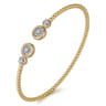 14K White  Yellow Gold Diamond Open Bangle Bracelet-Bujukan - 0.25 ct