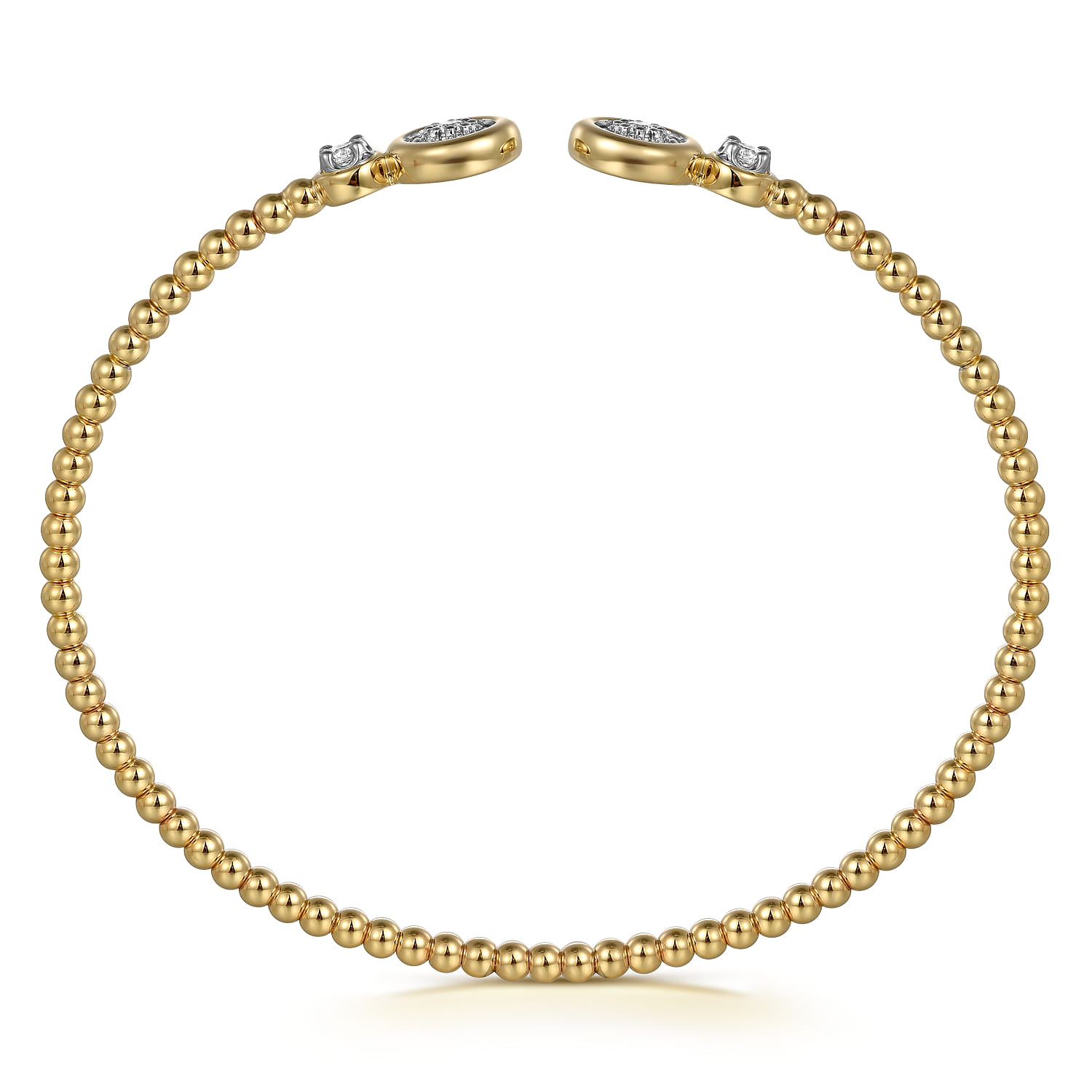 14K White  Yellow Gold Diamond Open Bangle Bracelet-Bujukan - 0.25 ct - Shot 3