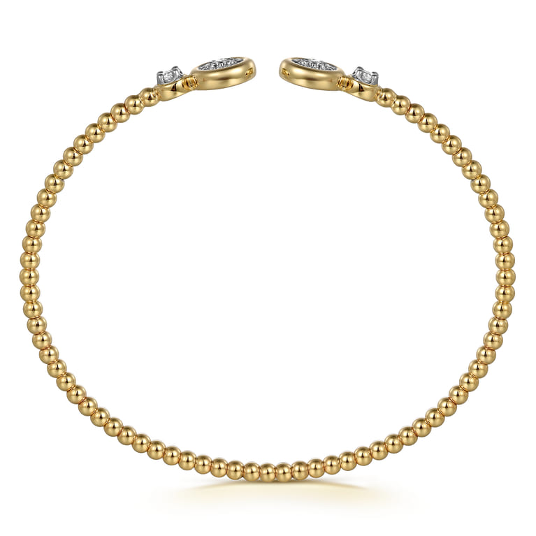 14K White  Yellow Gold Diamond Open Bangle Bracelet-Bujukan - 0.25 ct - Shot 3