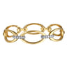 14K White  Yellow Gold Diamond Oval Link Bangle Bracelet