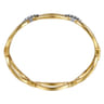 14K White  Yellow Gold Diamond Oval Link Bangle Bracelet