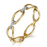 14K White  Yellow Gold Diamond Oval Link Bangle - 0.35 ct