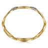 14K White  Yellow Gold Diamond Oval Link Bangle - 0.35 ct