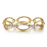 14K White  Yellow Gold Diamond Oval Link Bangle