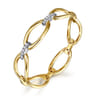 14K White  Yellow Gold Diamond Oval Link Bangle