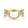 14K White  Yellow Gold Diamond Oval Link Chain Ring - 0.1 ct