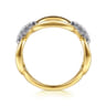 14K White  Yellow Gold Diamond Oval Link Chain Ring - 0.1 ct