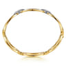 14K White  Yellow Gold Diamond Oval Link Closed Bangle Bracelet - 0.16 ct