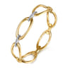 14K White  Yellow Gold Diamond Oval Link Closed Bangle Bracelet - 0.16 ct