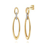 14K White  Yellow Gold Diamond Oval Link Stud Drop Earrings - 0.1 ct