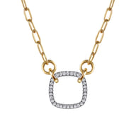 14K White  Yellow Gold Diamond Paperclip Chain Necklace