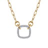 14K White  Yellow Gold Diamond Paperclip Chain Necklace - 0.23 ct