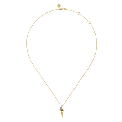 14K White Yellow Gold Diamond Pave Bypass Pendant Necklace