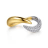 14K White Yellow Gold Diamond Pave Bypass Ring - 0.22 ct