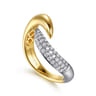 14K White Yellow Gold Diamond Pave Bypass Ring - 0.22 ct