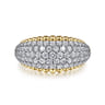 14K White-Yellow Gold Diamond Pave and Bujukan Bead Ring - 1 ct