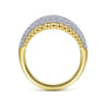 14K White-Yellow Gold Diamond Pave and Bujukan Bead Ring - 1 ct
