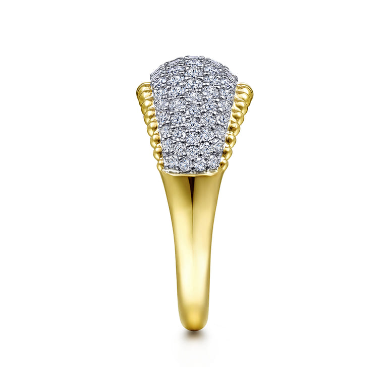14K White-Yellow Gold Diamond Pave and Bujukan Bead Ring - 1 ct - Shot 4