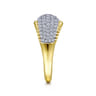 14K White-Yellow Gold Diamond Pave and Bujukan Bead Ring - 1 ct