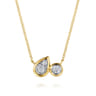 14K White Yellow Gold Diamond Pear And Round Pendant Necklace - 0.25 ct
