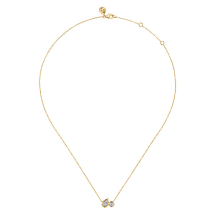 14K White Yellow Gold Diamond Pear And Round Pendant Necklace
