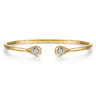 14K White  Yellow Gold Diamond Pear Open Bangle Bracelet - 0.21 ct