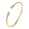 14K White  Yellow Gold Diamond Pear Open Bangle Bracelet - 0.21 ct