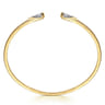 14K White  Yellow Gold Diamond Pear Open Bangle Bracelet - 0.21 ct