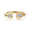 14K White  Yellow Gold Diamond Pear Open Ring - 0.11 ct