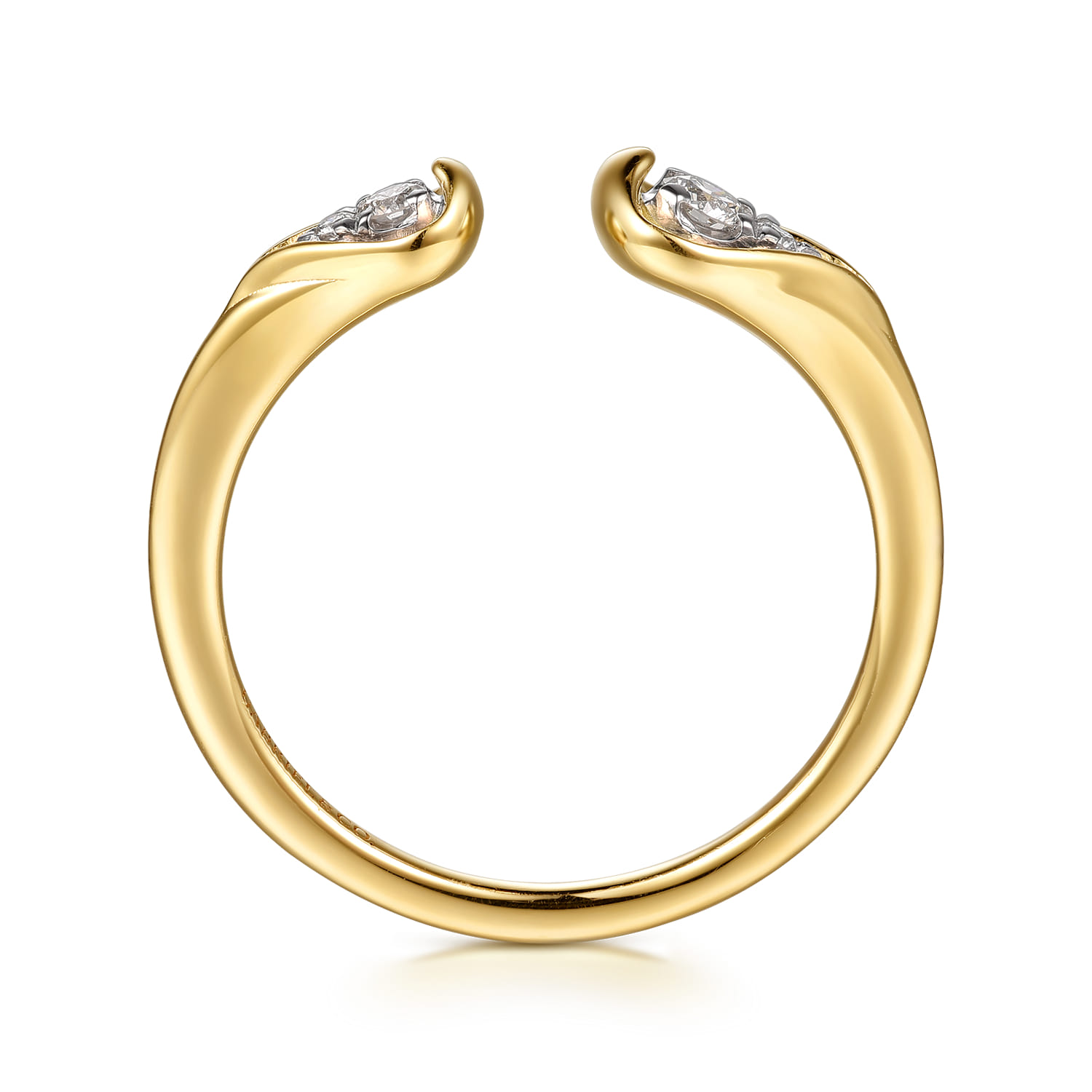 14K White  Yellow Gold Diamond Pear Open Ring - 0.11 ct - Shot 2
