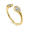 14K White  Yellow Gold Diamond Pear Open Ring - 0.11 ct