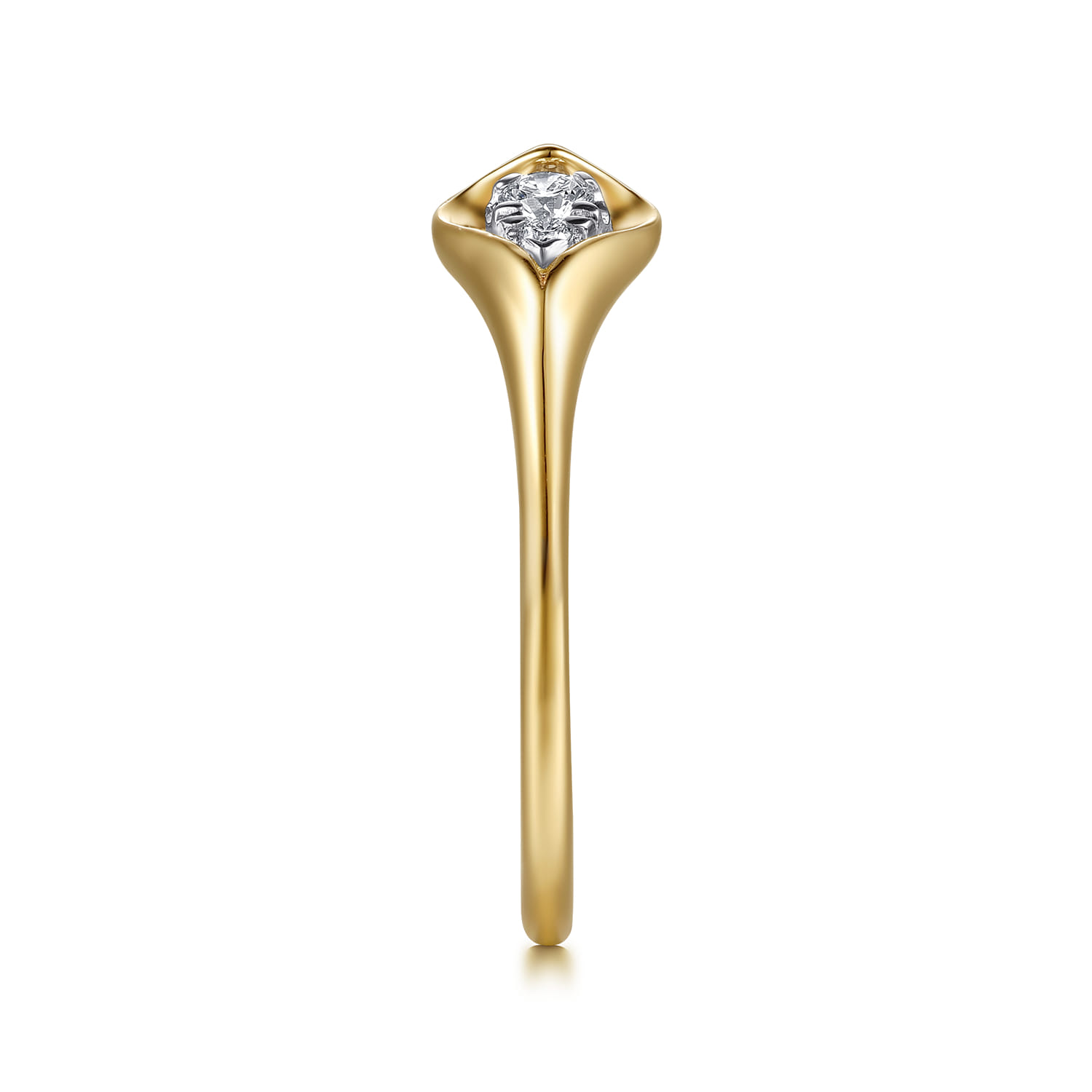 14K White  Yellow Gold Diamond Pear Open Ring - 0.11 ct - Shot 4